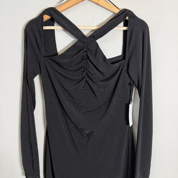 ASTR The Label Long Sleeve Cut Out Bodycon Midi Dress Women's Medium Black NWT - Picture 8 of 16